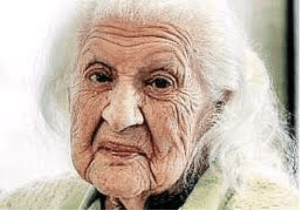 face of a lady living to 100 