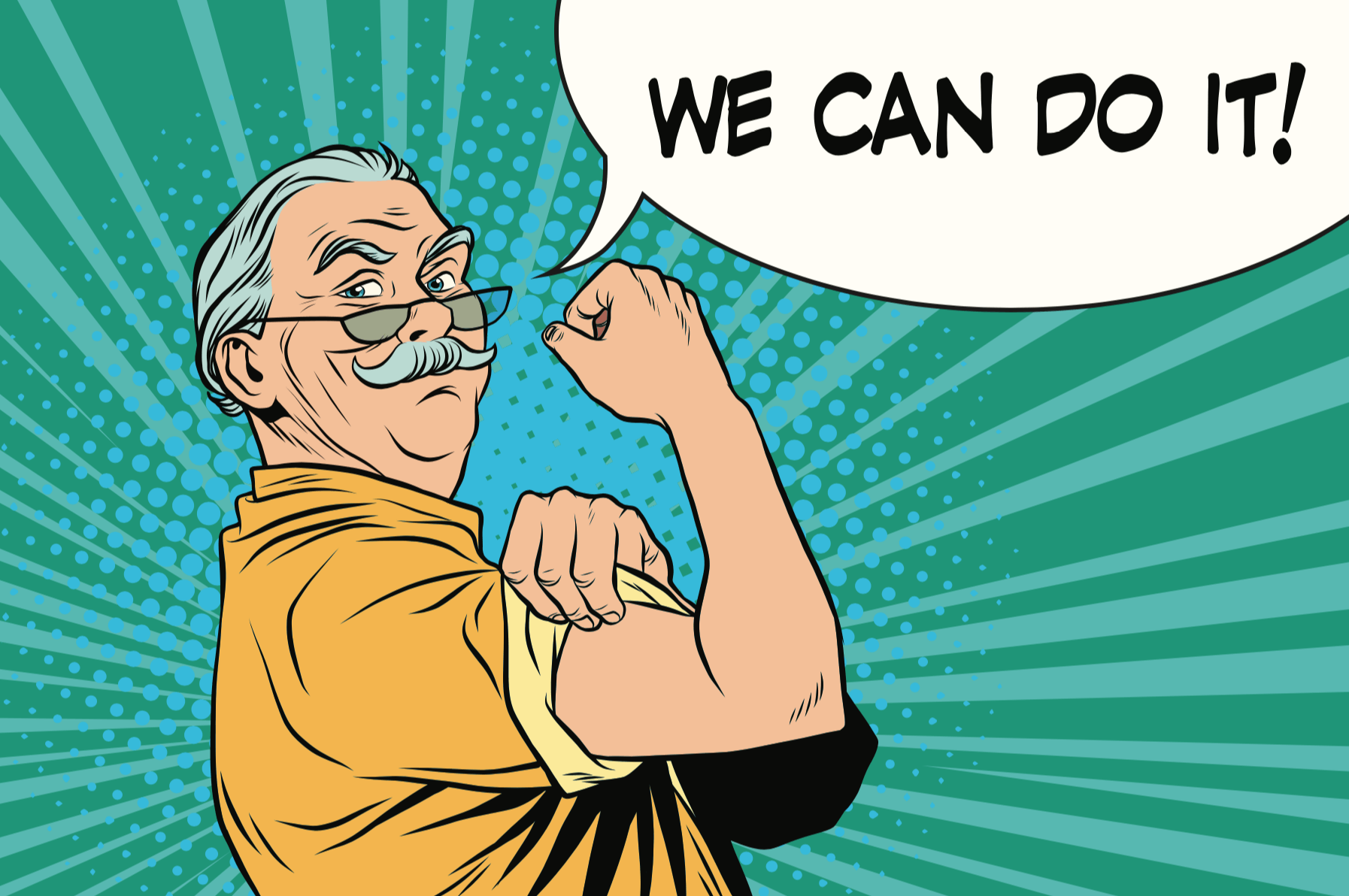 Man saying We Can Do It about his Retirement Transition 