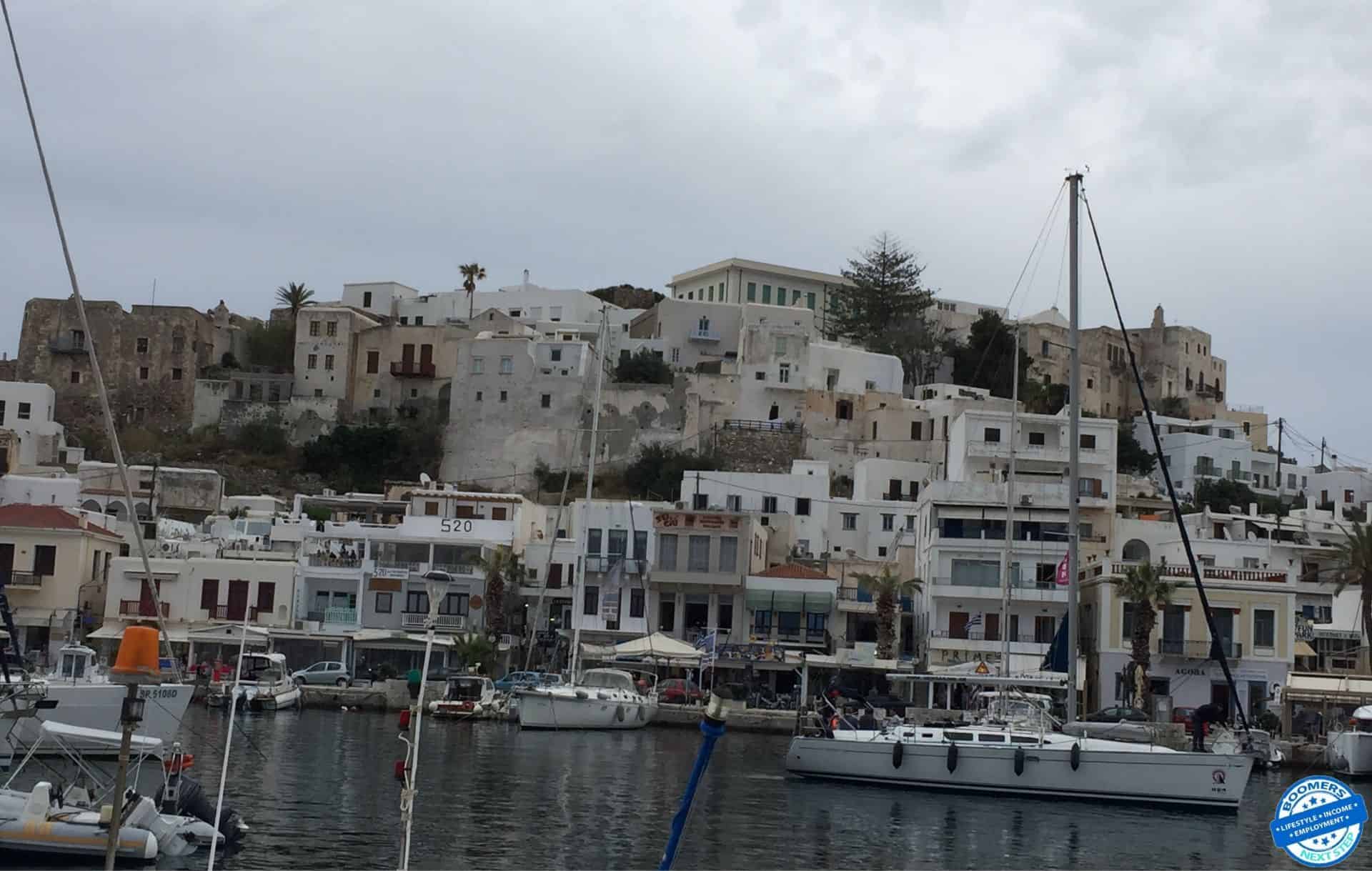 Looking up at the old castle in Pariaka Paros Island